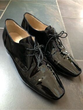 Women’s Black Patent Lace-Up Boots